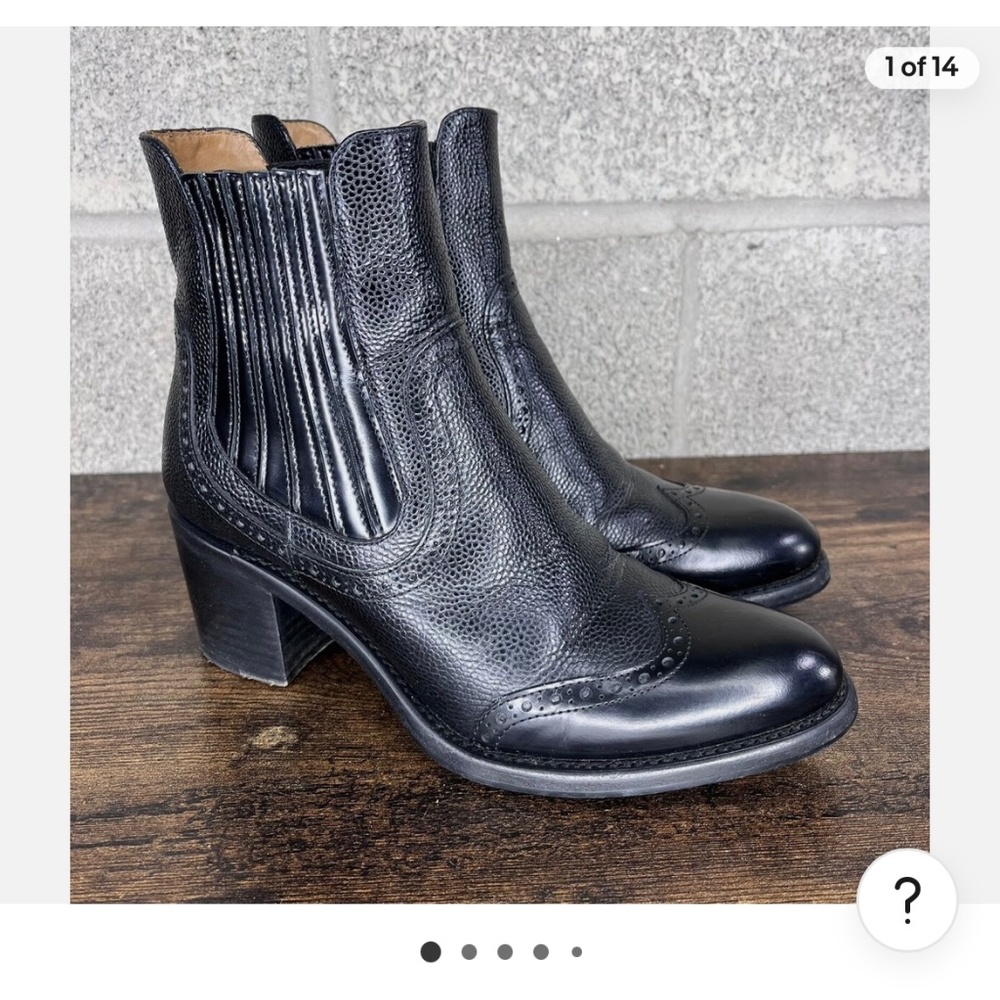 The Office of Angela Scott Miss Scott Wing-tip Chelsea Booties 7-7.5 Black